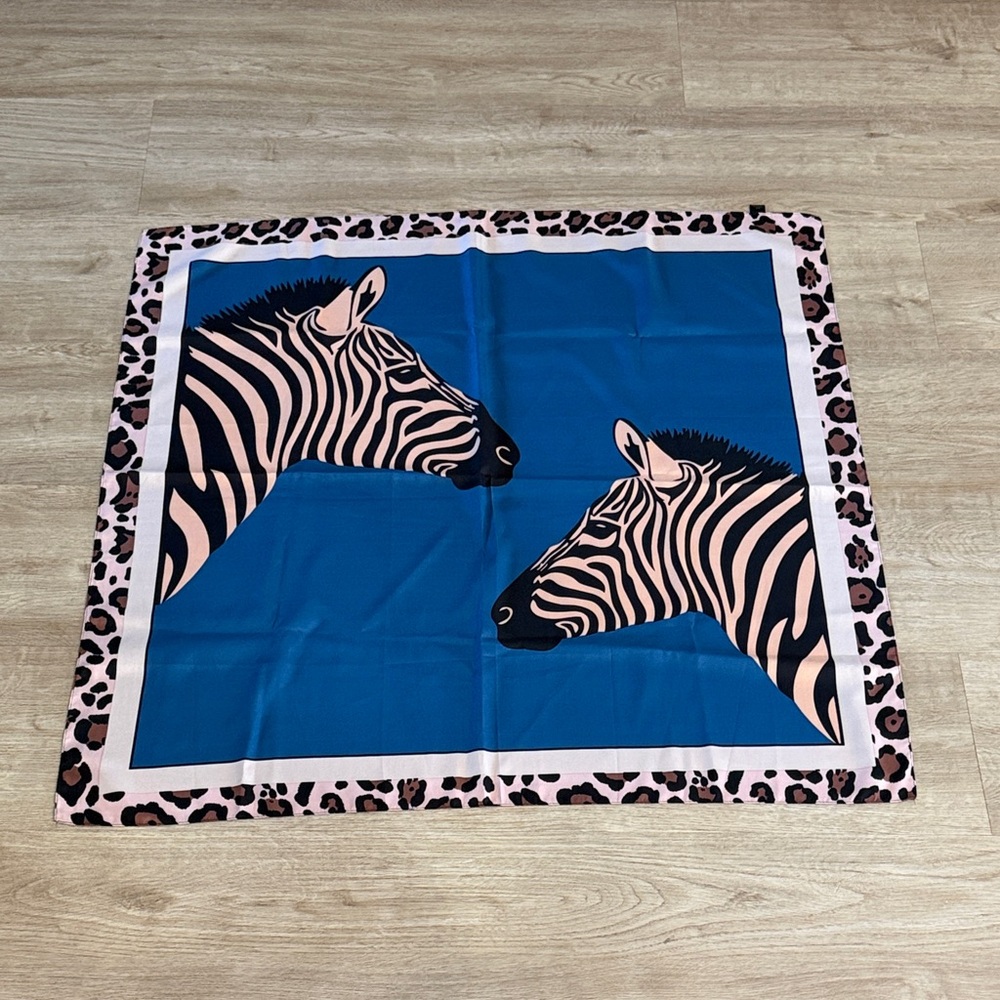 Zebra Print Scarf with Leopard Border